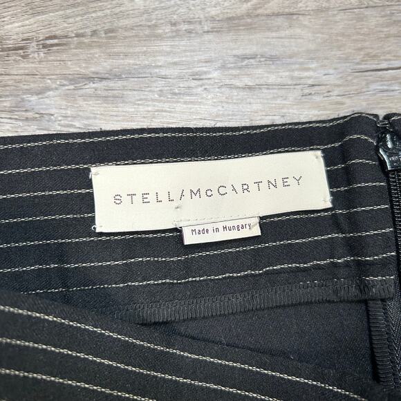 Stella McCartney Black Pinstripe Wool Blend Pleated Skirt Size 42 / US 8 - Picture 6 of 10